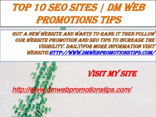 Top 10 SEO Sites DM Web Promotions Tips