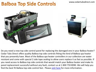 Best Balboa Top Side Controls