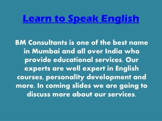 Learn to Speak English