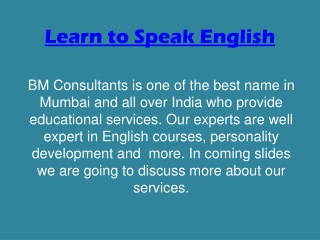 Learn to Speak English