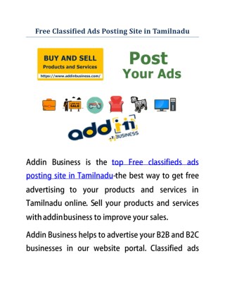 Free Classified Ads Posting Site in Tamilnadu