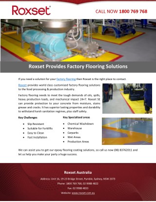 Roxset Provides Factory Flooring Solutions