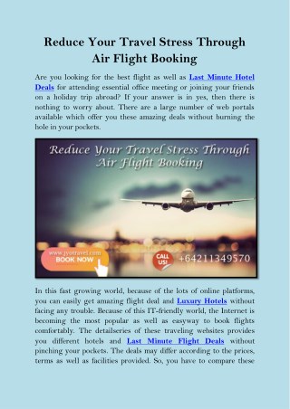 Reduce Your Travel Stress Through Air Flight Booking
