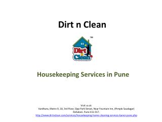 Housekeeping, Home Cleaning Services in Baner, Pune - Dirt n Clean