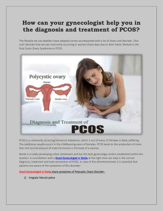 How can your gynecologist help you in the diagnosis and treatment of PCOS