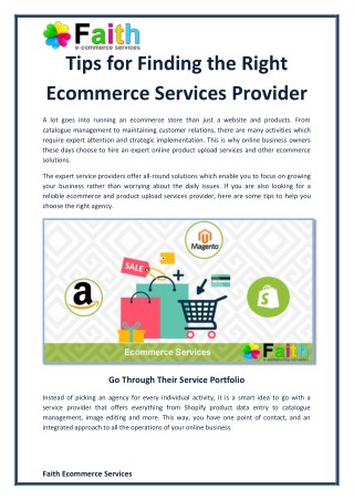 Tips for Finding the Right Ecommerce Services Provider