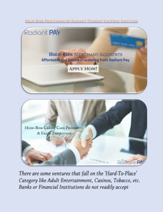 High Risk Processing by Radiant Payment Gateway Solution