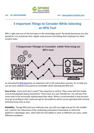 5 Important Things to Consider While Selecting an RPA Tool