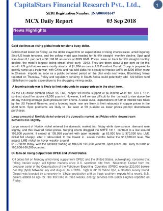 Mcx daily report 3 sept