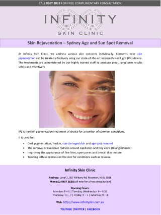 Skin Rejuvenation â€“ Sydney Age and Sun Spot Removal