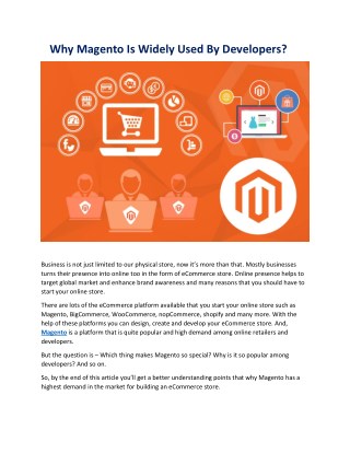 Why Magento Is Widely Used By Developers?