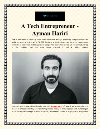 A Tech Entrepreneur - Ayman Hariri