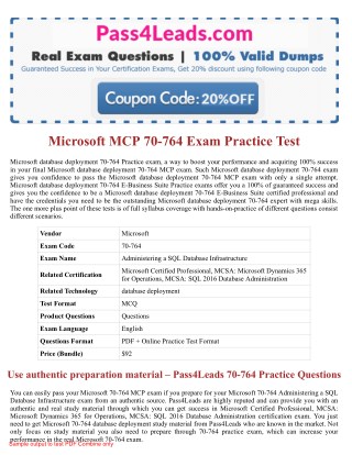 Pass in a Month Microsoft 70-764 Exam Questions