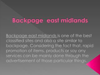 Backpage East Midlands