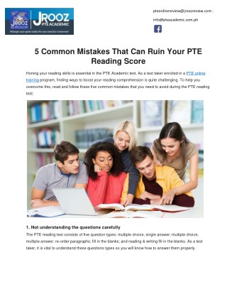 5 Common Mistakes That Can Ruin Your PTE Reading Score