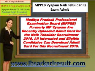 2018 MPPEB Nayab Tehsildar Re Exam Admit Card