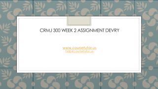 CRMJ 300 Week 2 Assignment DeVry