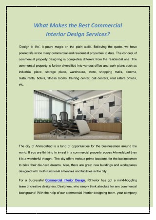 Get the best commercial interior design in Ahmedabad