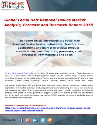 Global Facial Hair Removal Device Market Analysis, Forecast and Research Report 2018