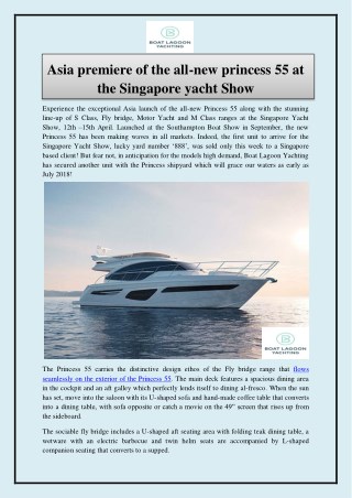 Asia premiere of the all-new princess 55 at the Singapore yacht Show