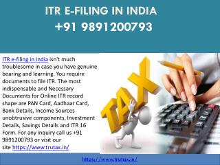 ITR e-filing in India 91 9891200793