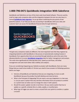 1800-796-0471 QuickBooks Integration with Salesforce