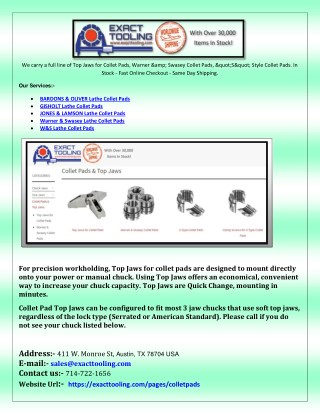 BARDONS & OLIVER Lathe Collet Pads