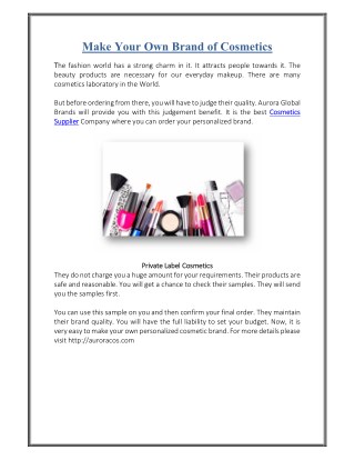 Aurora Cosmetics- Best Private Label Cosmetics Supplier