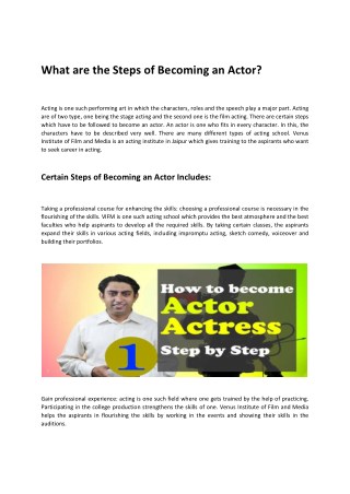 What are the Steps of Becoming an Actor?