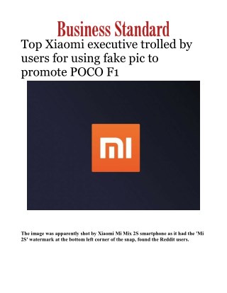 Top Xiaomi executive trolled by users for using fake pic to promote POCO F1