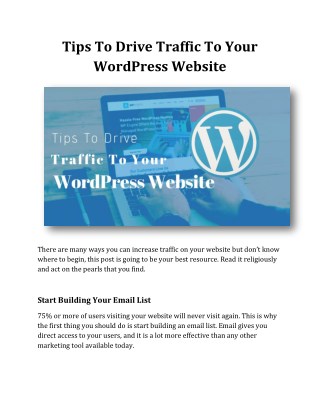 Tips To Drive Traffic To Your WordPress Website