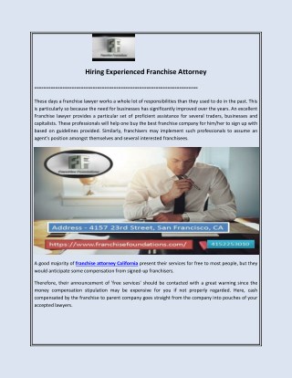 Hiring Experienced Franchise Attorney