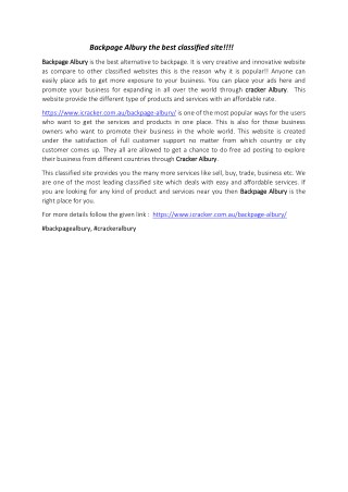 backpage Albury the best classified site!!!!