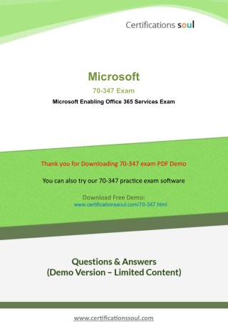 Microsoft 70-347 MCSA: Office 365 Exam Dumps
