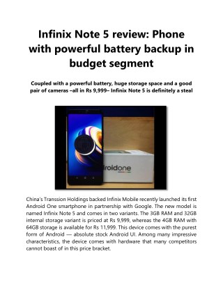 Infinix Note 5 review: Phone with powerful battery backup in budget segment