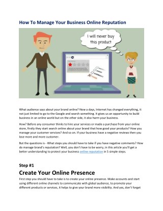 How To Manage Your Business Online Reputation