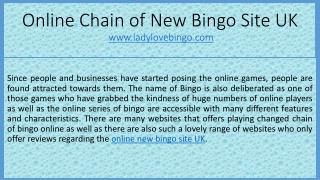 Online Chain of New Bingo Site UK