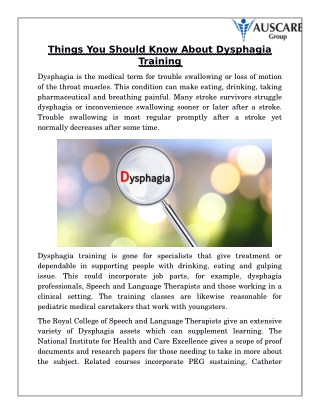 Things You Should Know About Dysphagia Training