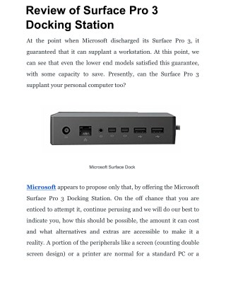 Review of Surface Pro 3 Docking Station