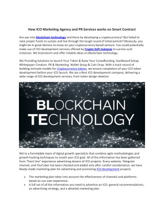 How ICO Marketing Agency and PR Services works on Smart Contract