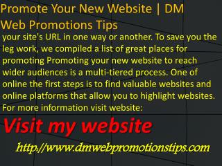 Promote Your New Website | DM Web Promotions Tips