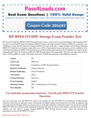 Updated 2018 Download HPE0-J74 Exam PDF Questions Answers