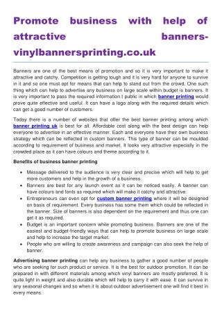 Promote business with help of attractive banners vinylbannersprinting.co.uk