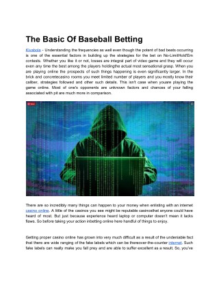 The Basic Of Baseball Betting