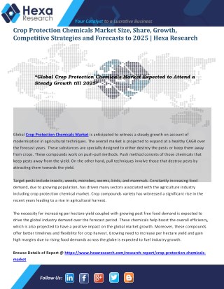 Crop Protection Chemicals Market Size, Application Analysis and Regional Outlook Report