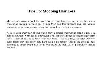 Tips For Stopping Hair Loss