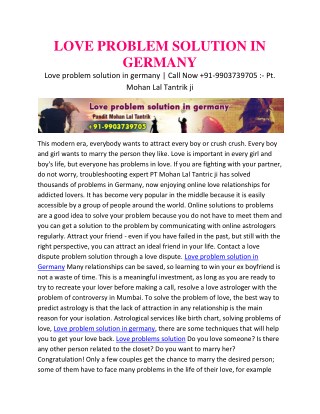Love problem solution in germany | Call Now 91-9903739705 :- Pt. Mohan Lal Tantrik ji