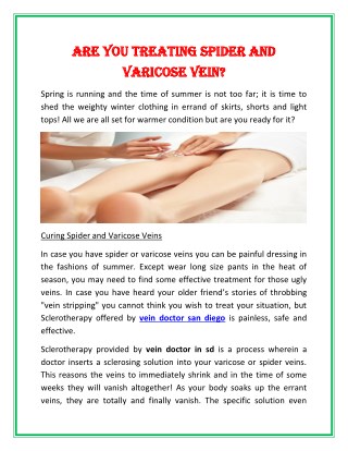 Are You Treating Spider and Varicose Vein