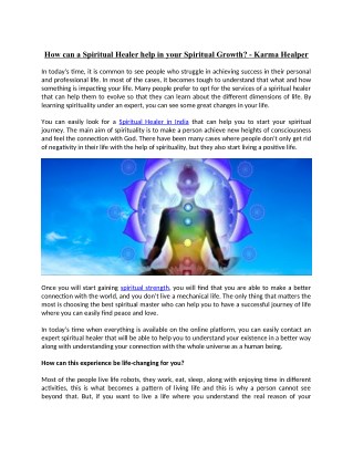 How can a Spiritual Healer help in your Spiritual Growth? - Karma Healper