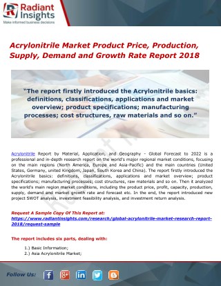 Acrylonitrile Market Product Price, Production, Supply, Demand and Growth Rate Report 2018